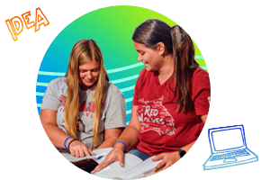 Two IU East students studying together