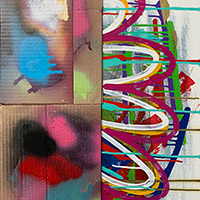 Hector Del Campo - <em>Calm to Chaos</em> Assorted paints on watercolor paper & cardboard on canvas 24" x 18" 2020 $550