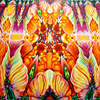 Evie Zimmer - <em>RastaFloria</em> Oil on canvas 36" x 36" x 1.5" 2020 $5,000