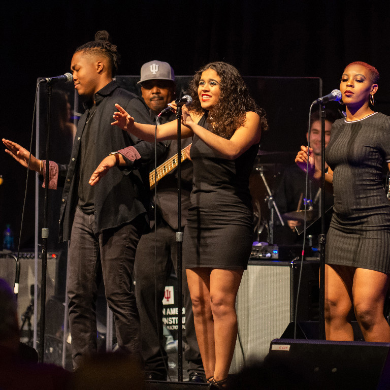 singers and musicians from IU Soul Revue perform live on stage