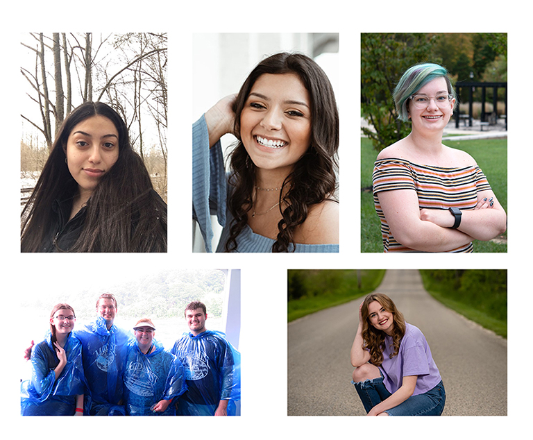 Compiled photo of IU East's five Herbert Scholars including Ariana Hernandez, Kimbriana Settles, Lillian Smith, Jonathan Hardwick and Kasey Johnson.